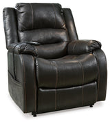 Yandel Black Faux Leather Power Lift Recliner - Ella Furniture