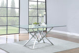 Beaufort Rectangle Glass Top Dining Table Chrome - Ella Furniture