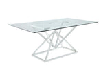 Beaufort Rectangle Glass Top Dining Table Chrome - Ella Furniture