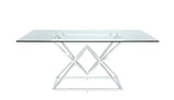 Beaufort Rectangle Glass Top Dining Table Chrome - Ella Furniture