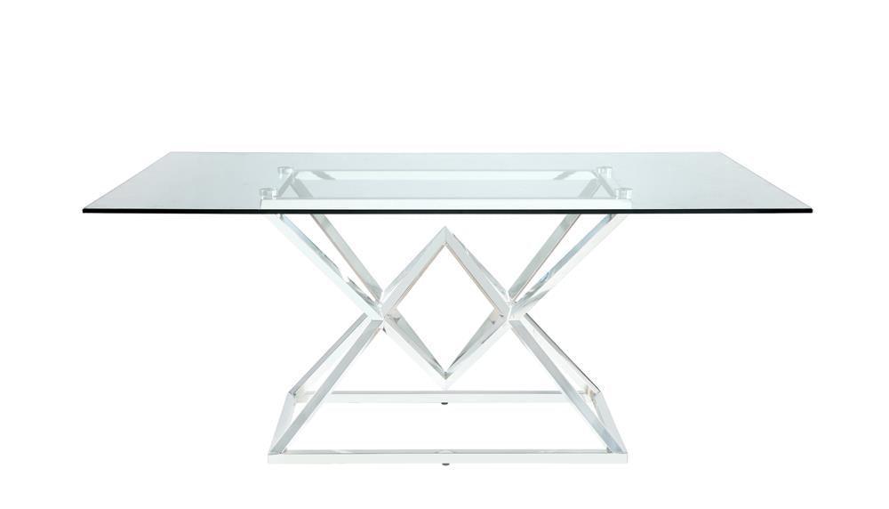 Beaufort Rectangle Glass Top Dining Table Chrome - Ella Furniture