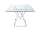 Beaufort Rectangle Glass Top Dining Table Chrome - Ella Furniture