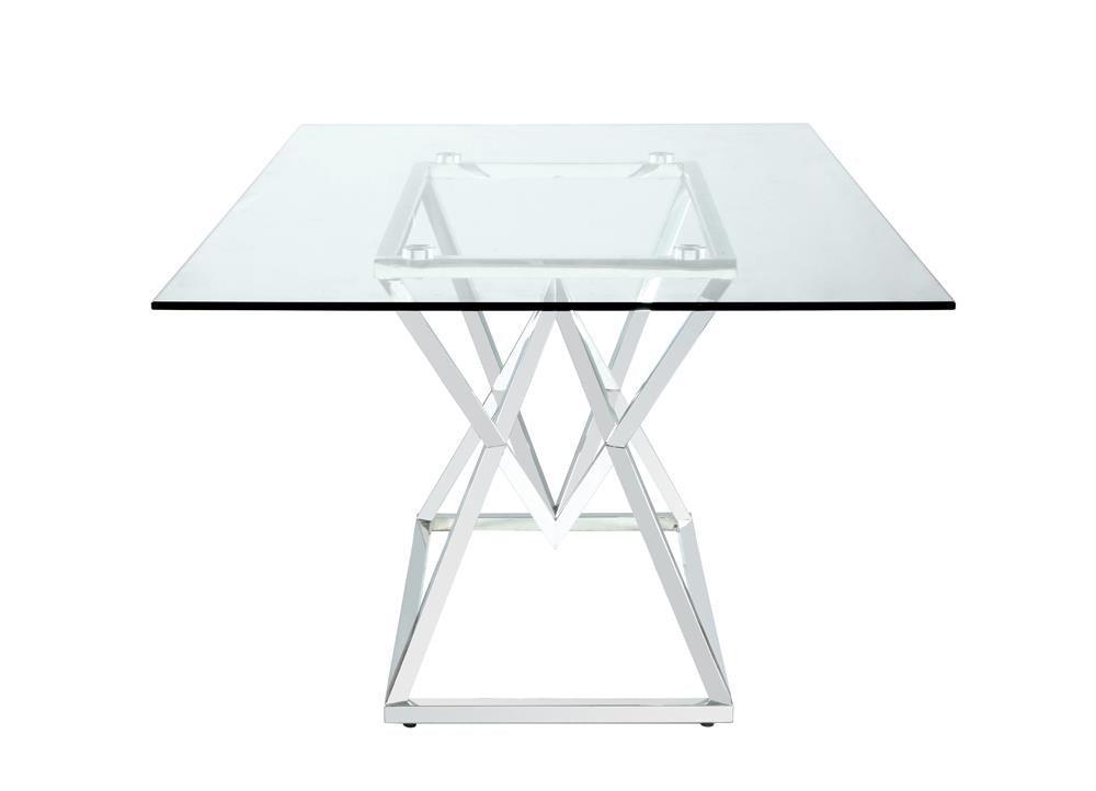 Beaufort Rectangle Glass Top Dining Table Chrome - Ella Furniture