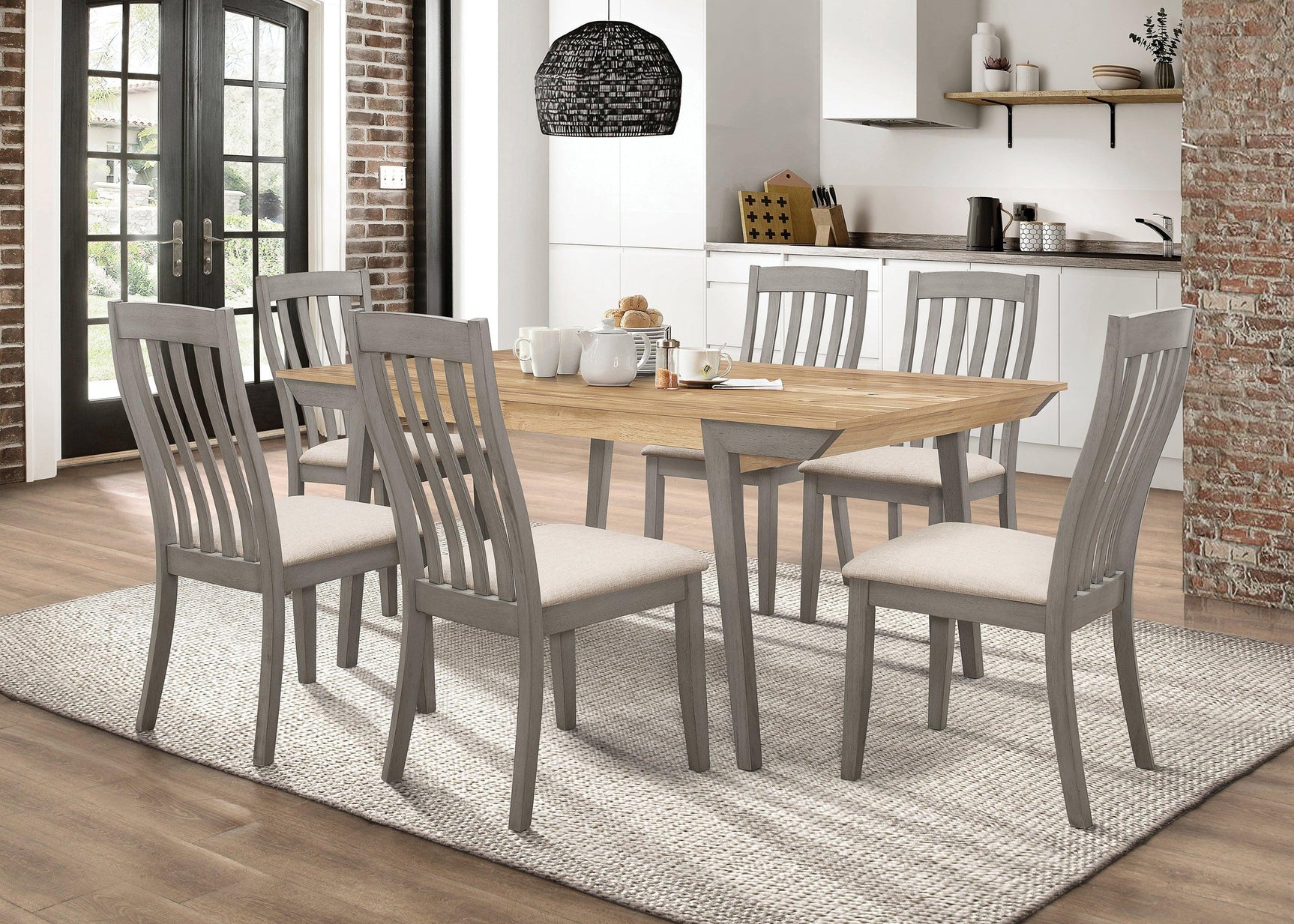 Nogales Wooden Dining Table Acacia And Coastal Grey - Ella Furniture