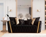 Sofia Black Velvet Sofa & Loveseat - Ella Furniture