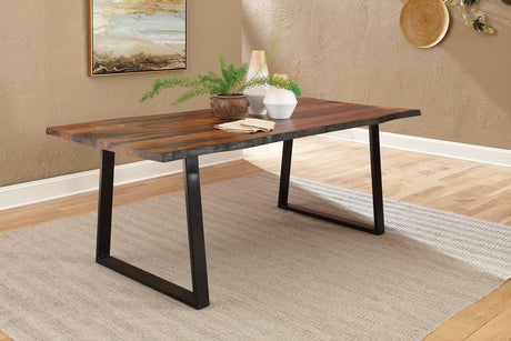 Ditman Live Edge Dining Table Grey Sheesham And Black - Ella Furniture