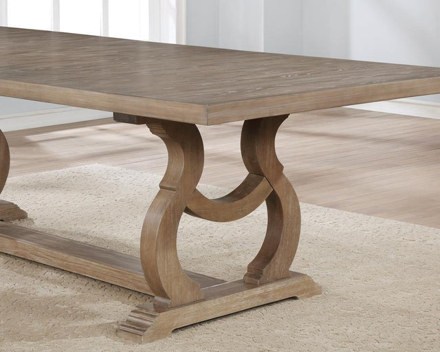 Brockway Cove Trestle Dining Table Barley Brown - Ella Furniture