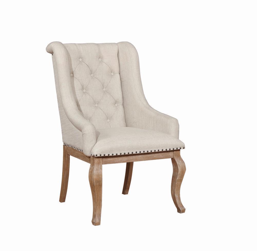 Brockway Cove Tufted Arm Chairs Cream And Barley Brown (Set Of 2) - Ella Furniture