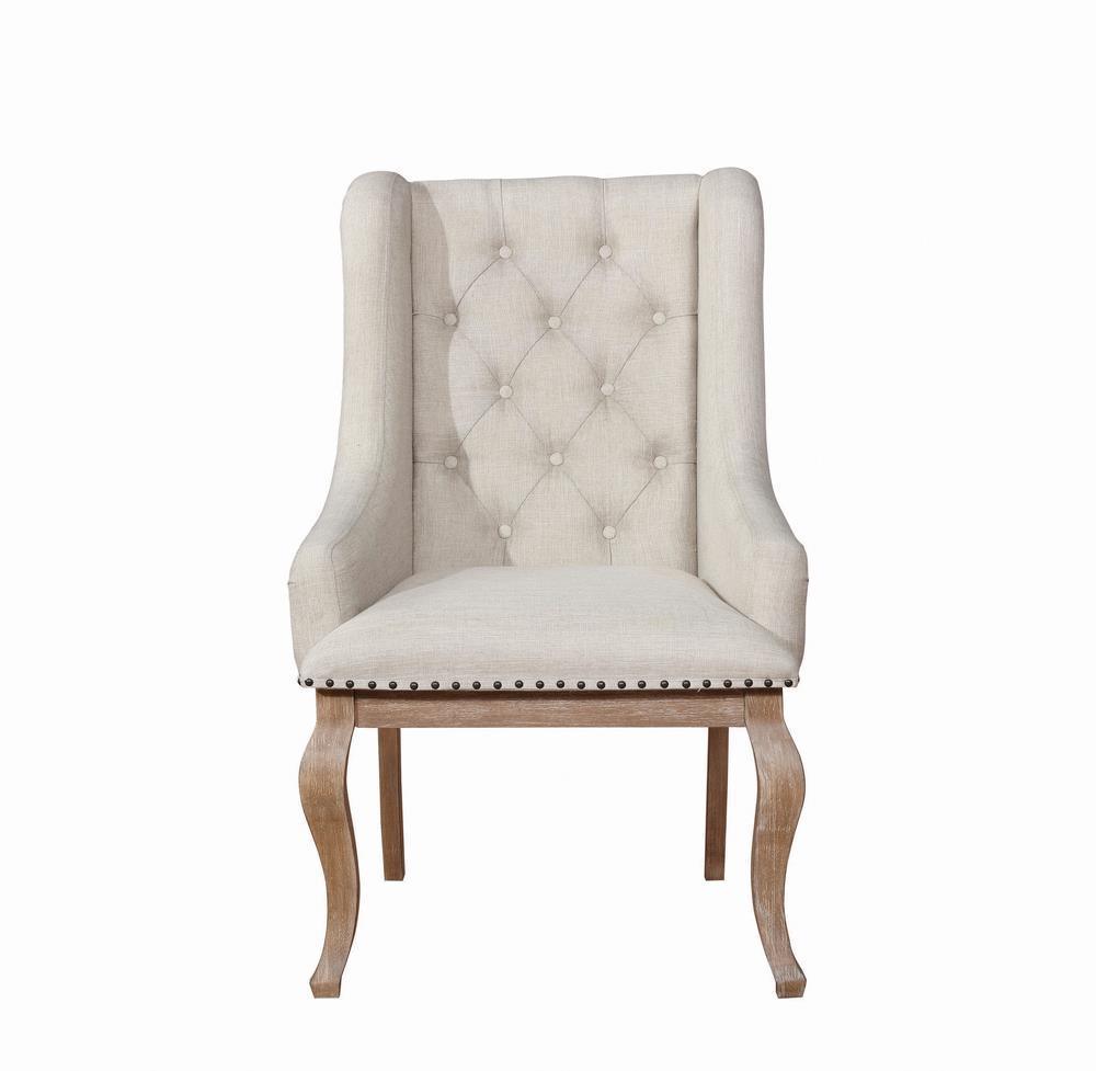 Brockway Cove Tufted Arm Chairs Cream And Barley Brown (Set Of 2) - Ella Furniture