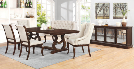 Brockway Cove Trestle Dining Table Antique Java - Ella Furniture