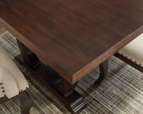 Brockway Cove Trestle Dining Table Antique Java - Ella Furniture