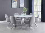 Abby Lazy Susan White And Chrome Circular Dining Room Set - Ella Furniture