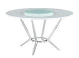 Abby Round Dining Table With Lazy Susan White And Chrome - Ella Furniture