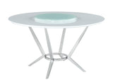 Abby Lazy Susan White And Chrome Circular Dining Room Set - Ella Furniture