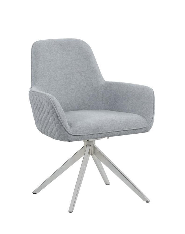 Abby Flare Arm Side Chair Light Grey And Chrome - Ella Furniture