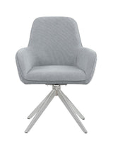 Abby Flare Arm Side Chair Light Grey And Chrome - Ella Furniture