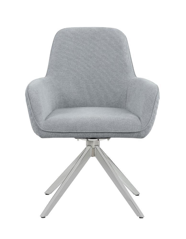 Abby Flare Arm Side Chair Light Grey And Chrome - Ella Furniture