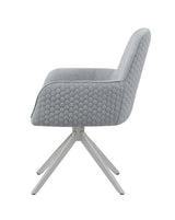 Abby Flare Arm Side Chair Light Grey And Chrome - Ella Furniture
