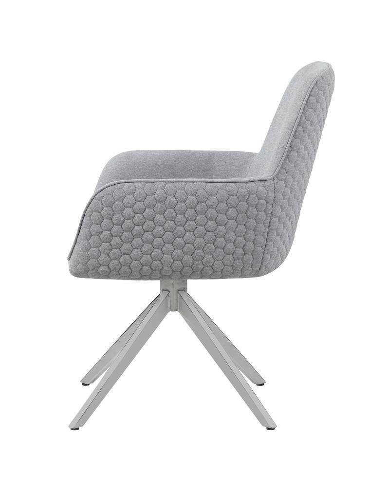 Abby Flare Arm Side Chair Light Grey And Chrome - Ella Furniture