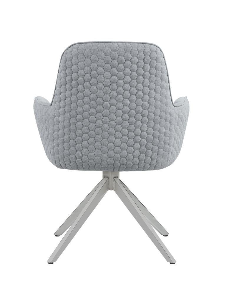 Abby Flare Arm Side Chair Light Grey And Chrome - Ella Furniture