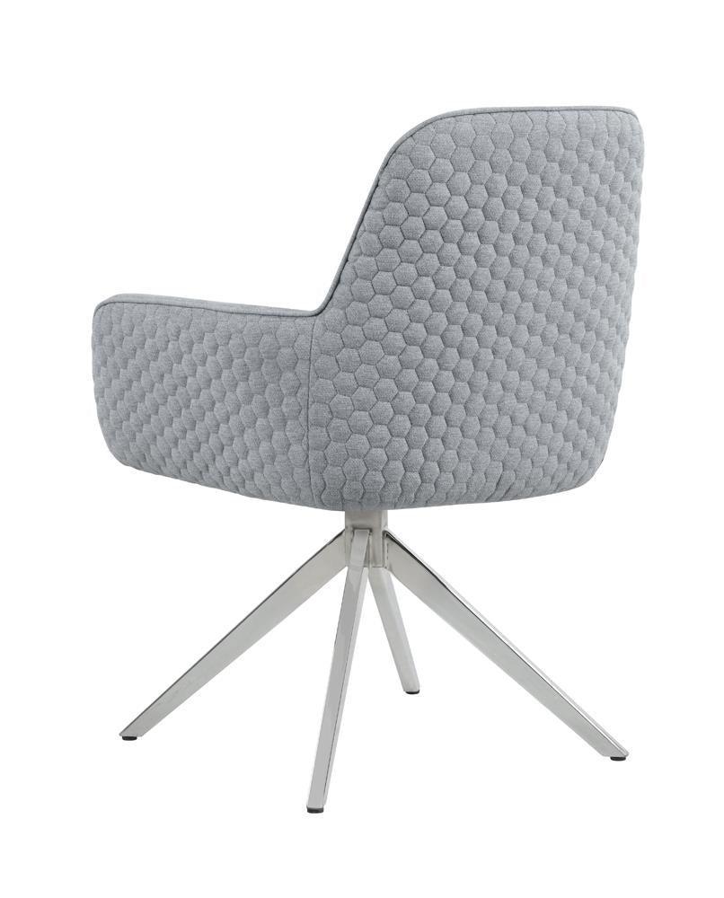 Abby Flare Arm Side Chair Light Grey And Chrome - Ella Furniture