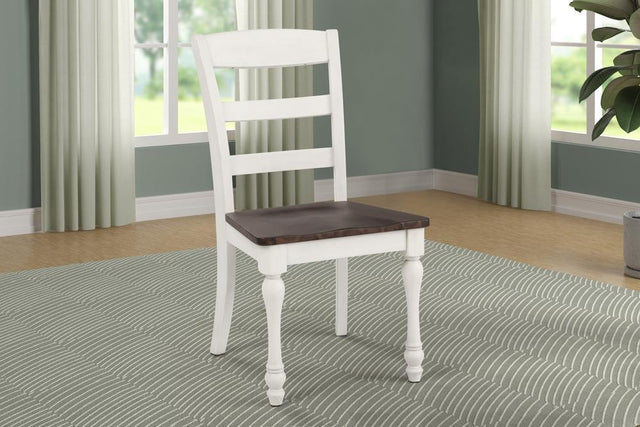 Madelyn Ladder Back Side Chairs Dark Cocoa And Coastal White (Set Of 2) - Ella Furniture