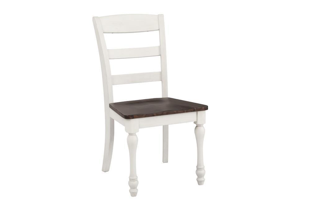 Madelyn Ladder Back Side Chairs Dark Cocoa And Coastal White (Set Of 2) - Ella Furniture