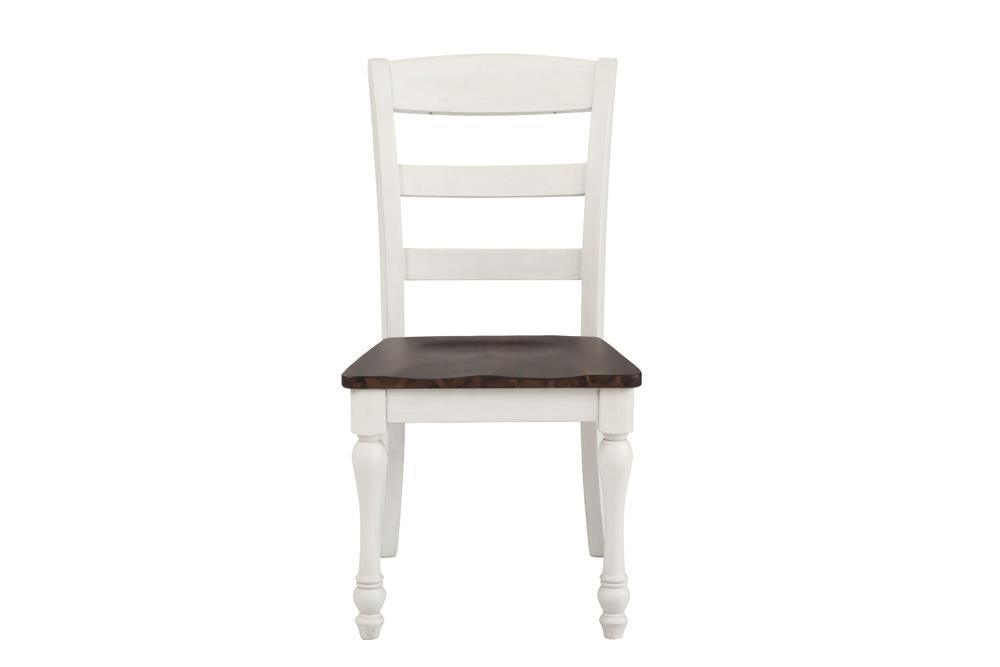Madelyn Ladder Back Side Chairs Dark Cocoa And Coastal White (Set Of 2) - Ella Furniture