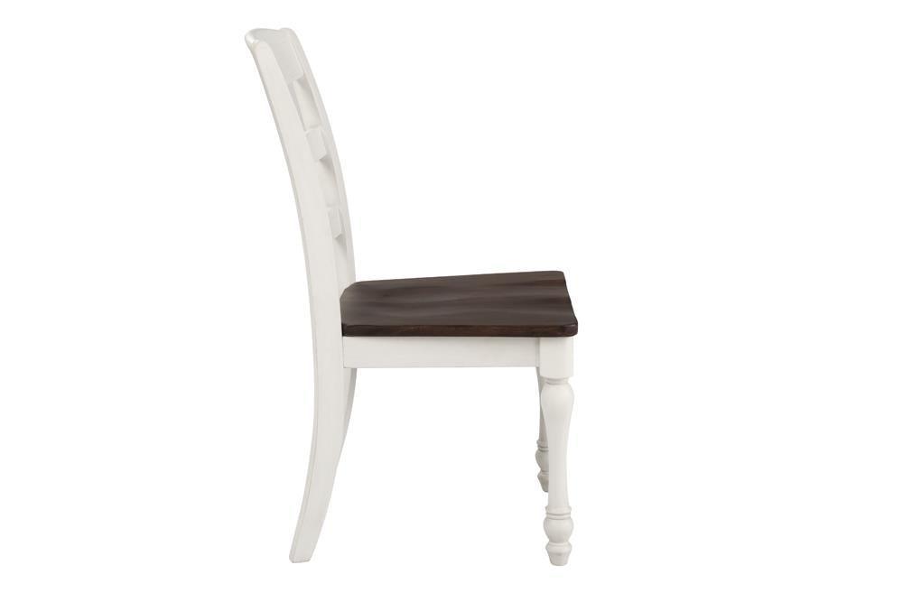 Madelyn Ladder Back Side Chairs Dark Cocoa And Coastal White (Set Of 2) - Ella Furniture