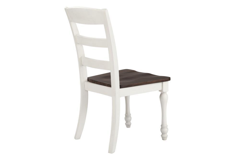 Madelyn Ladder Back Side Chairs Dark Cocoa And Coastal White (Set Of 2) - Ella Furniture