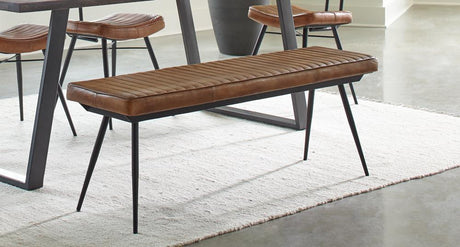 Misty Cushion Side Bench Camel And Black - Ella Furniture