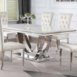 Kerwin Rectangle Faux Marble Top Dining Table White And Chrome - Ella Furniture
