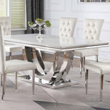 Kerwin Rectangle Faux Marble Top Dining Table White And Chrome - Ella Furniture