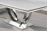 Kerwin Rectangle Faux Marble Top Dining Table White And Chrome - Ella Furniture