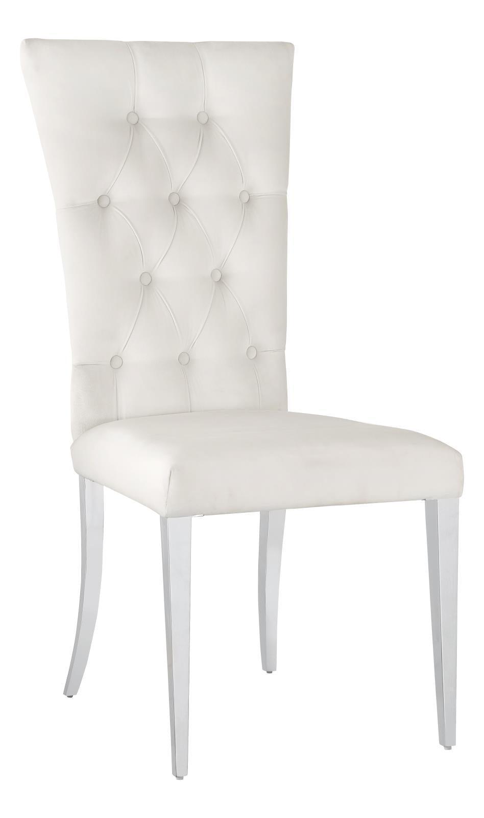 Kerwin Tufted Upholstered Side Chair (Set Of 2) White And Chrome - Ella Furniture