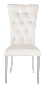 Kerwin Tufted Upholstered Side Chair (Set Of 2) White And Chrome - Ella Furniture