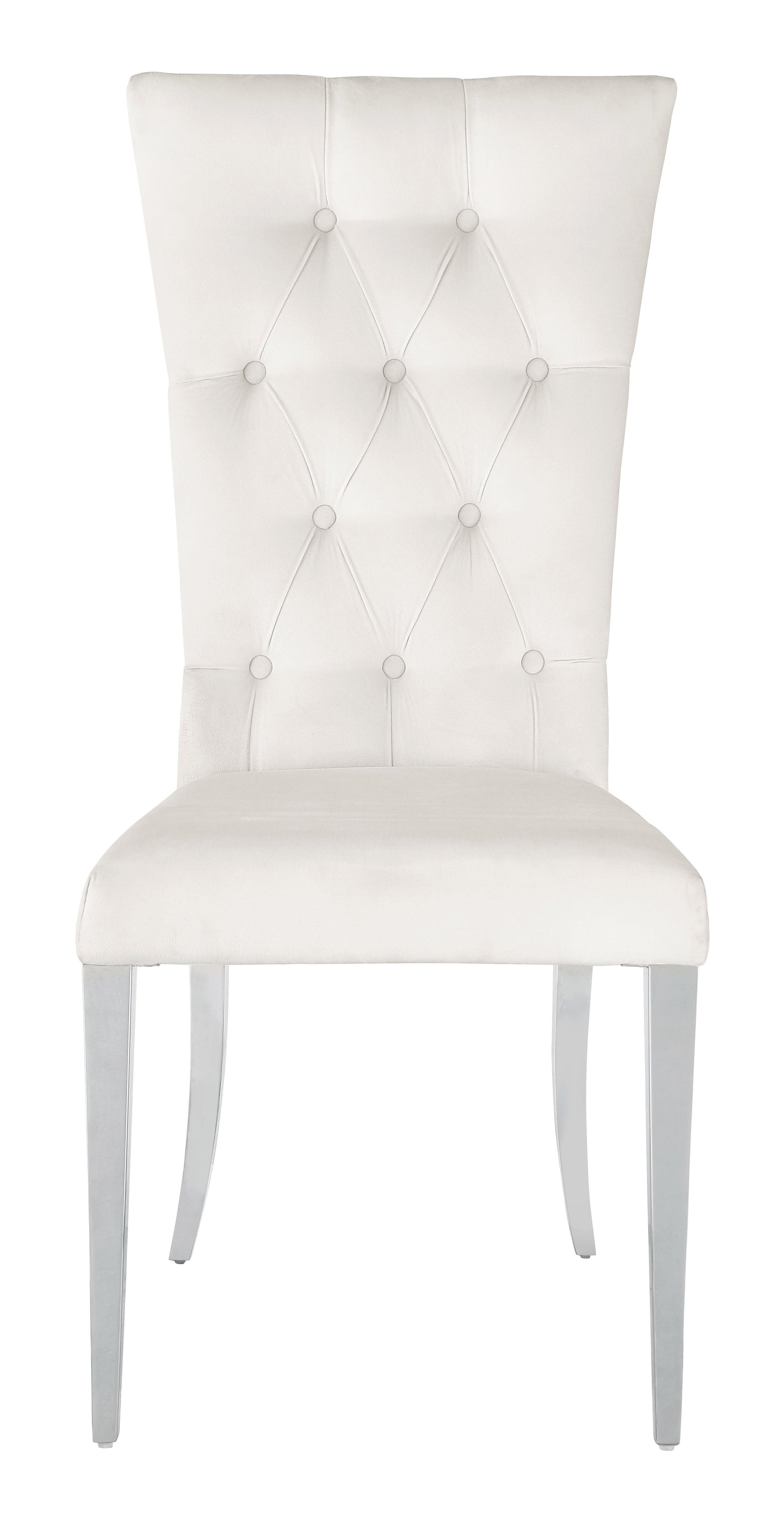 Kerwin Tufted Upholstered Side Chair (Set Of 2) White And Chrome - Ella Furniture