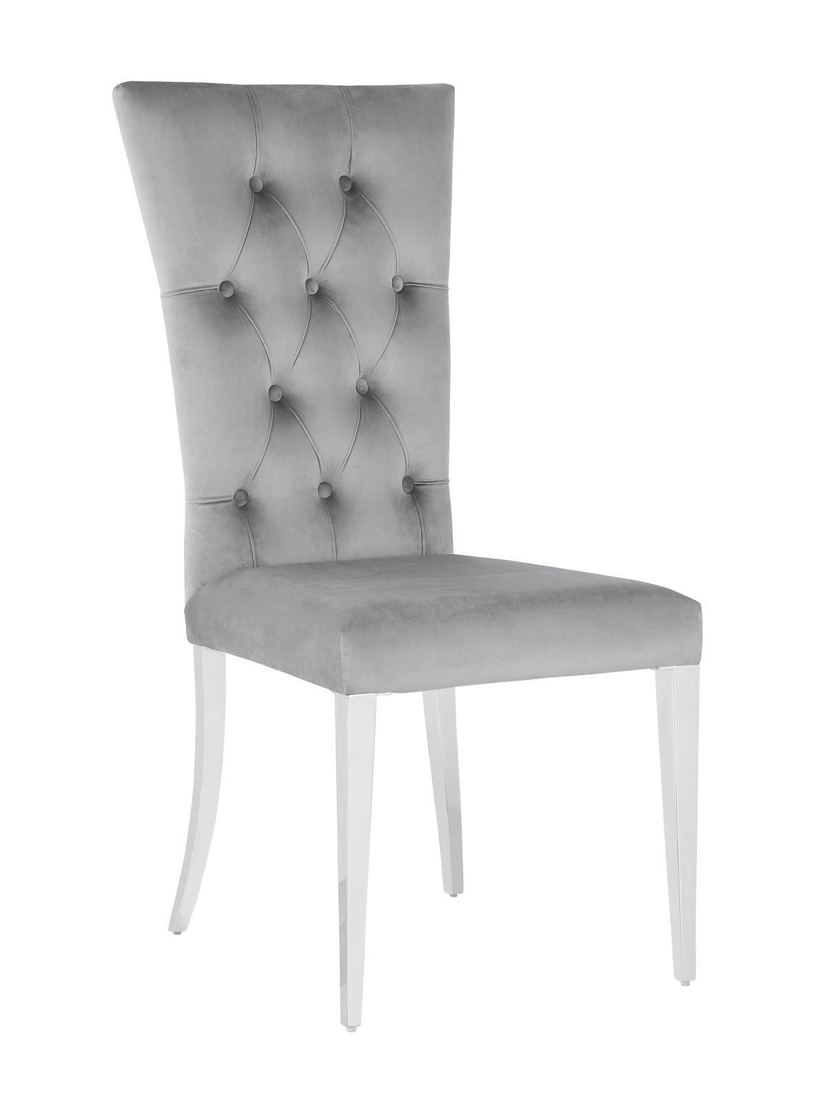 Kerwin Tufted Upholstered Side Chair (Set Of 2) Grey And Chrome - Ella Furniture