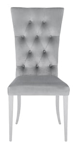 Kerwin Tufted Upholstered Side Chair (Set Of 2) Grey And Chrome - Ella Furniture