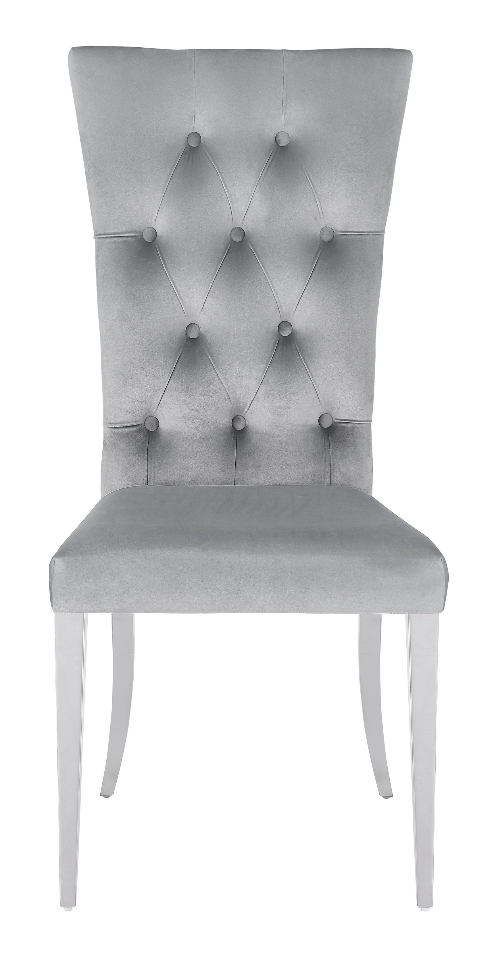 Kerwin Tufted Upholstered Side Chair (Set Of 2) Grey And Chrome - Ella Furniture