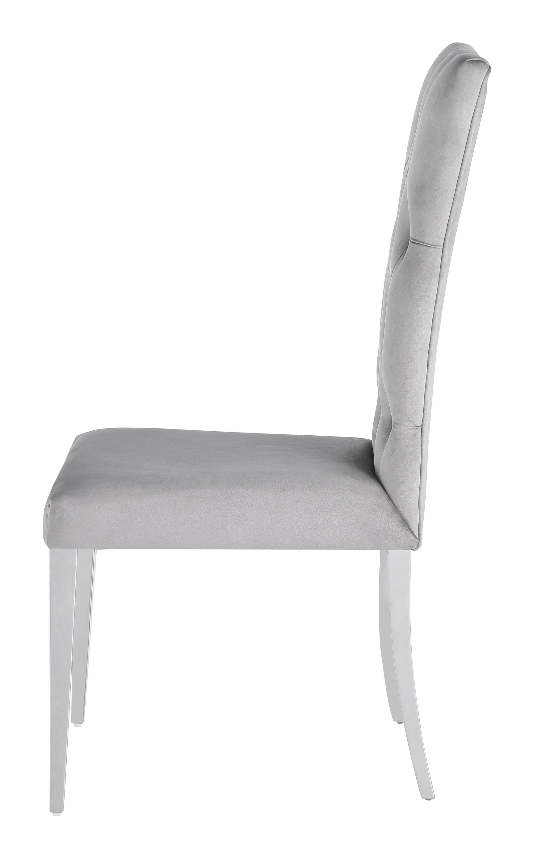 Kerwin Tufted Upholstered Side Chair (Set Of 2) Grey And Chrome - Ella Furniture