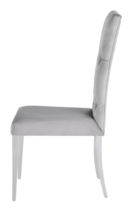 Kerwin Tufted Upholstered Side Chair (Set Of 2) Grey And Chrome - Ella Furniture