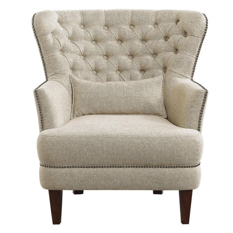 Marriana Traditional Solid Wood And Plywood Textured Fabric Polyester Upholstered Tufted Chair - Ella Furniture