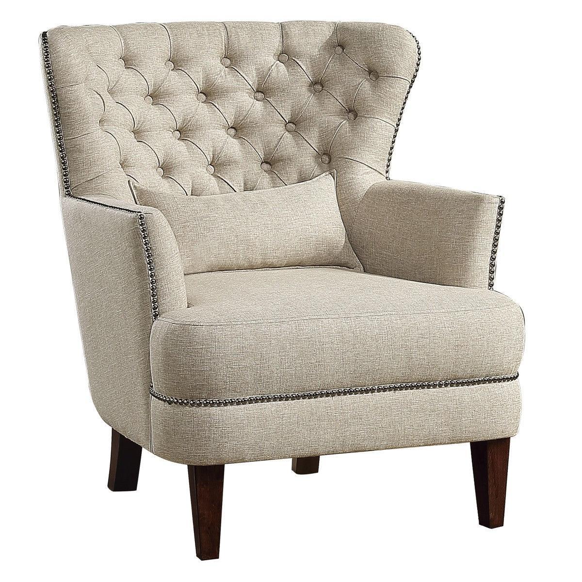 Marriana Traditional Solid Wood And Plywood Textured Fabric Polyester Upholstered Tufted Chair - Ella Furniture
