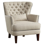 Marriana Traditional Solid Wood And Plywood Textured Fabric Polyester Upholstered Tufted Chair - Ella Furniture