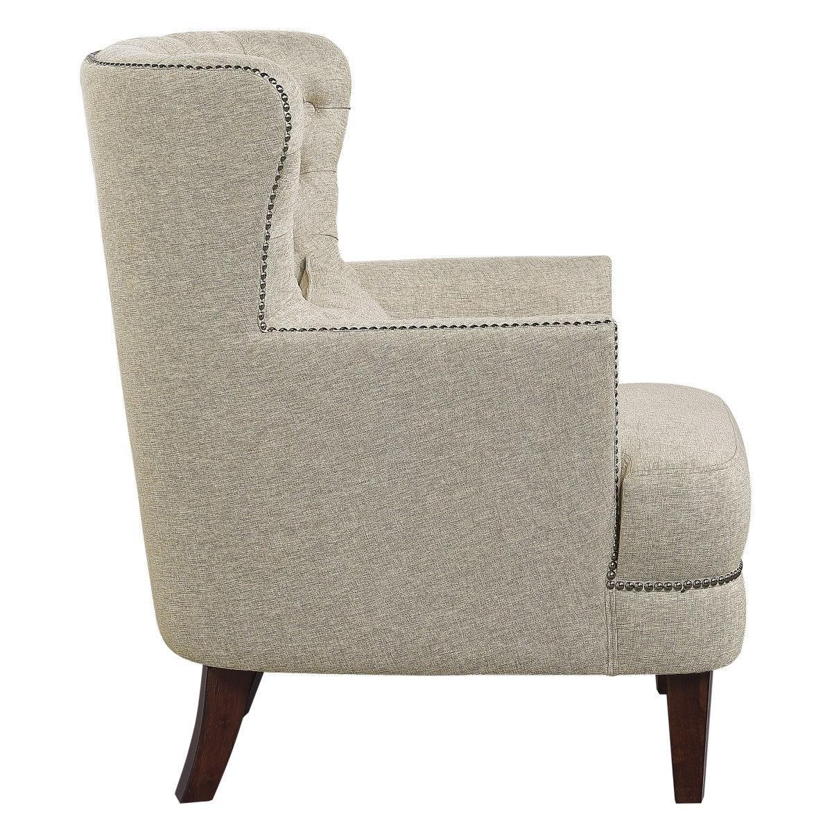 Marriana Traditional Solid Wood And Plywood Textured Fabric Polyester Upholstered Tufted Chair - Ella Furniture