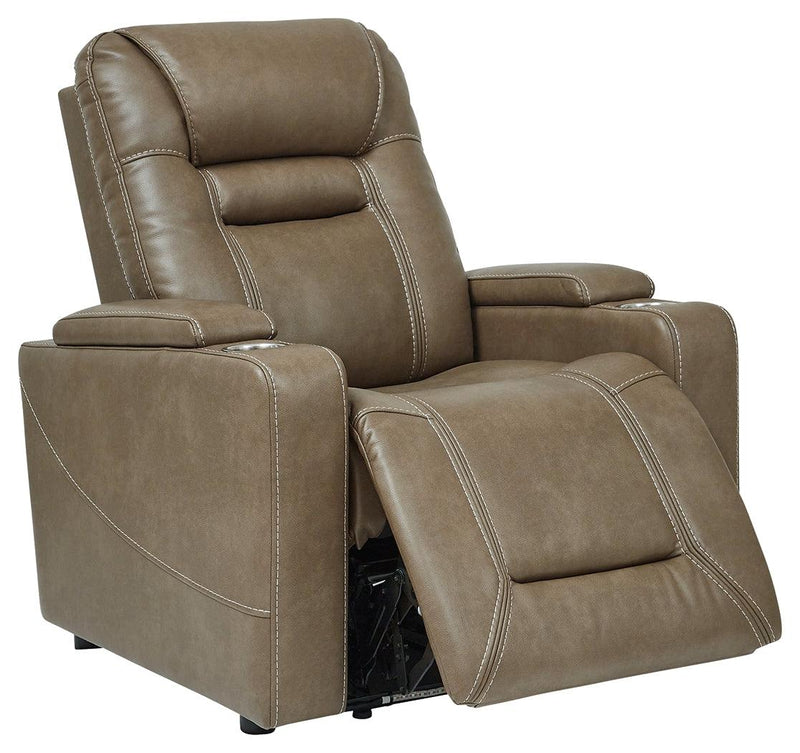 Crenshaw Cappuccino Faux Leather Power Recliner - Ella Furniture
