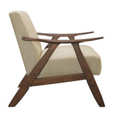 Damala Light Brown Solid Rubber Wood Textured Fabric Polyester Upholstery Accent Chair - Ella Furniture