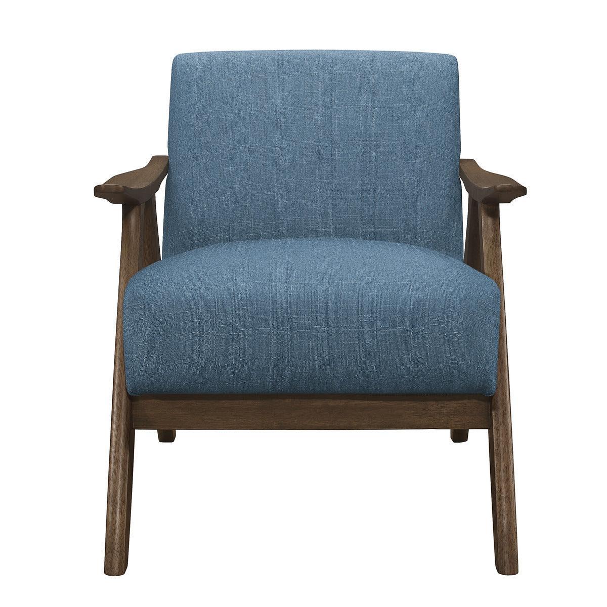 Damala Blue Solid Rubber Wood Textured Fabric Polyester Upholstery Accent Chair - Ella Furniture