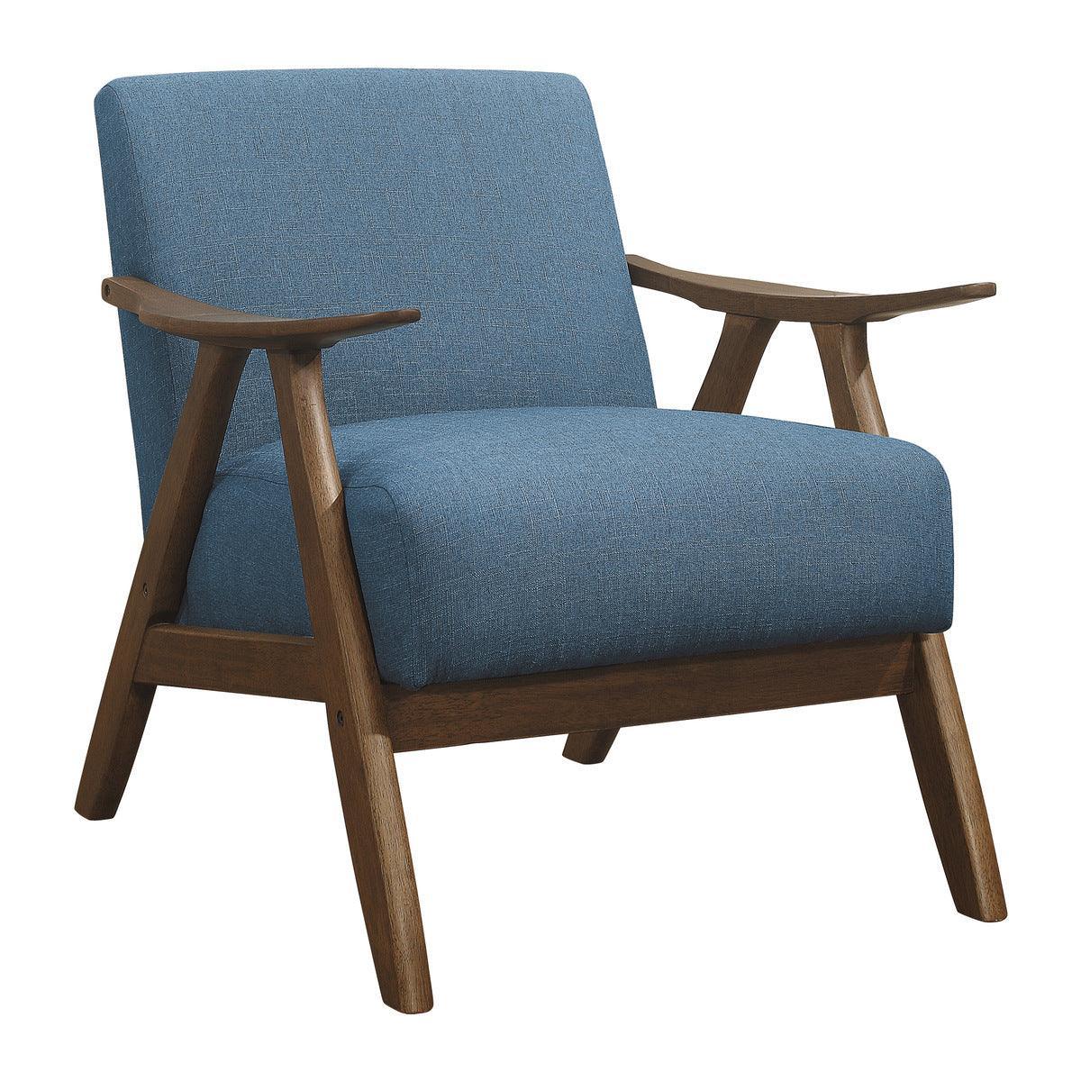 Damala Blue Solid Rubber Wood Textured Fabric Polyester Upholstery Accent Chair - Ella Furniture